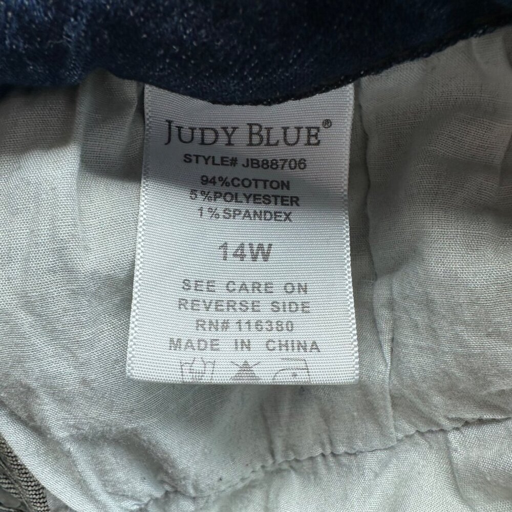 Judy Blue Womens Mid Rise Buffalo Plaid Distressed Jeans Size 14W Stretch Ankle - Picture 8 of 13